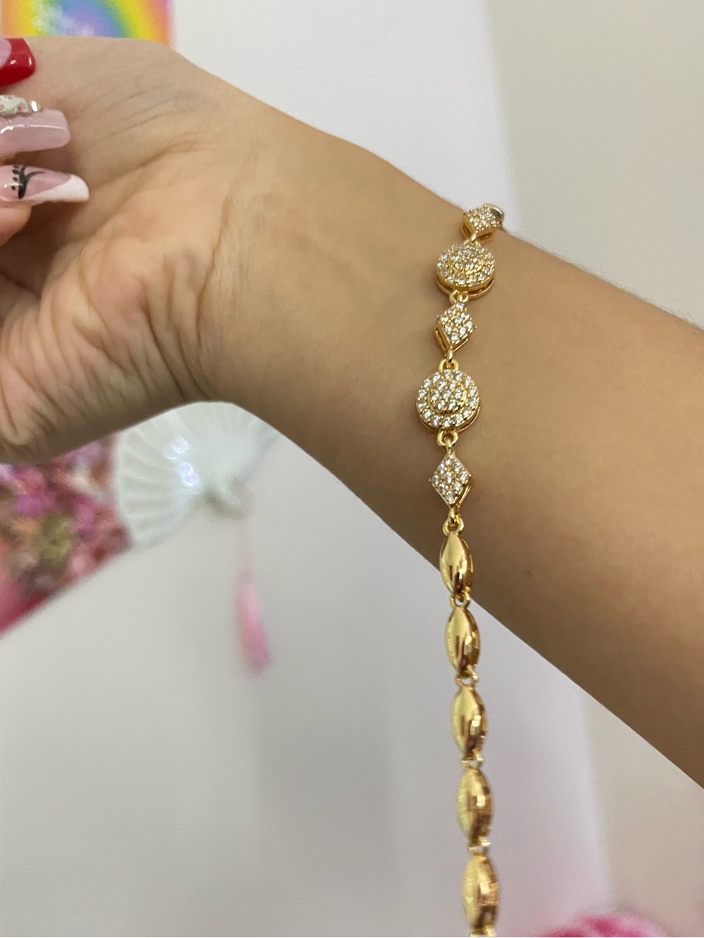 Elegant Gold Crystal Link Bracelet - Women Jewelry